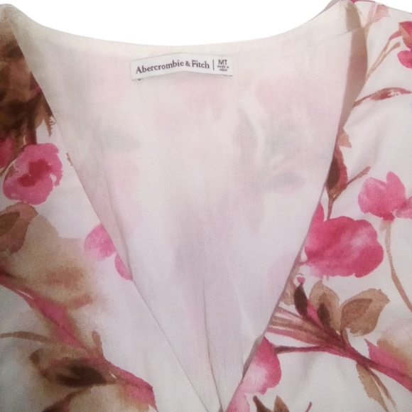 Abercrombie & Fitch Women’s Poplin Tiered Floral V Neck Ruffle Dress Size MT - Picture 8 of 12